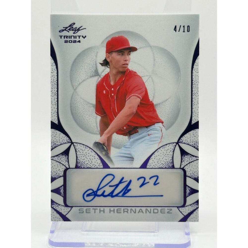 2024 Leaf Trinity Baseball Seth Hernandez Purple Auto 4/10 SP Pittsburgh Pirates